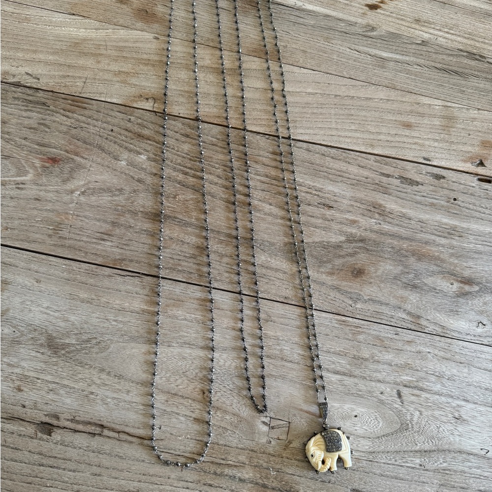 Lucky Vintage Layered Elephant Charm Necklace
